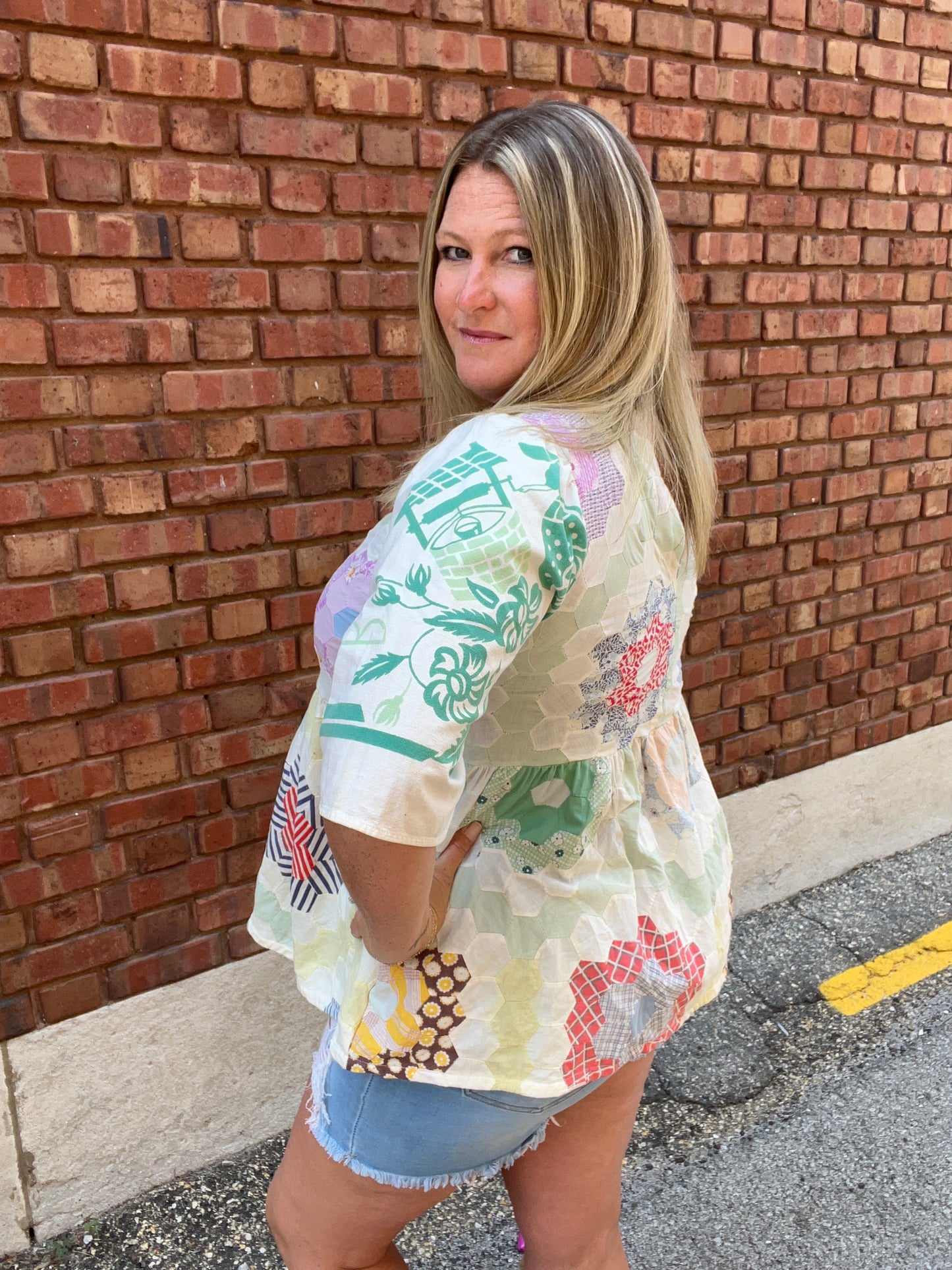 Vintage Quilted Lightweight Honeycomb Pale Green Top