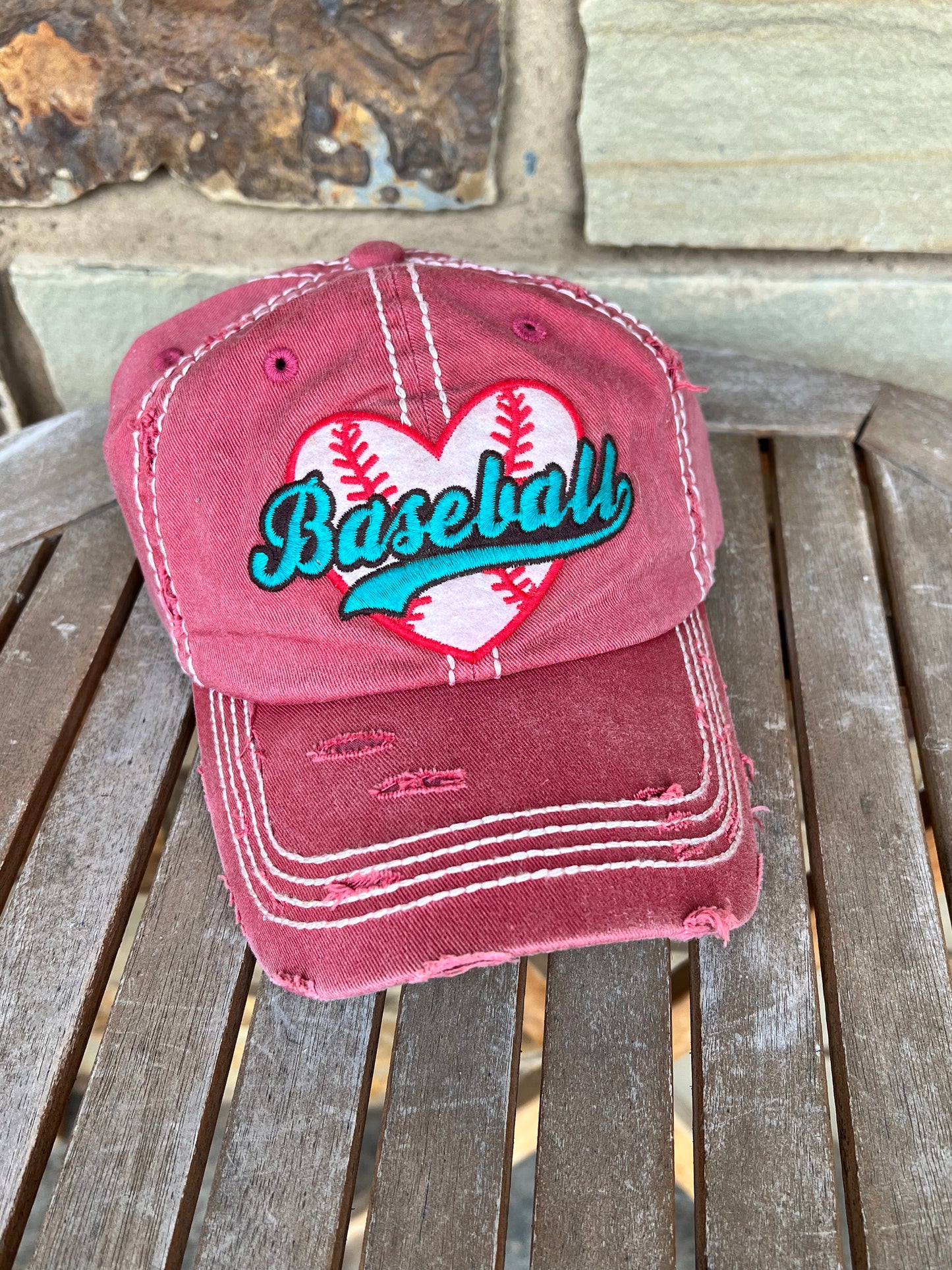 Heart Baseball Distressed Ball Cap
