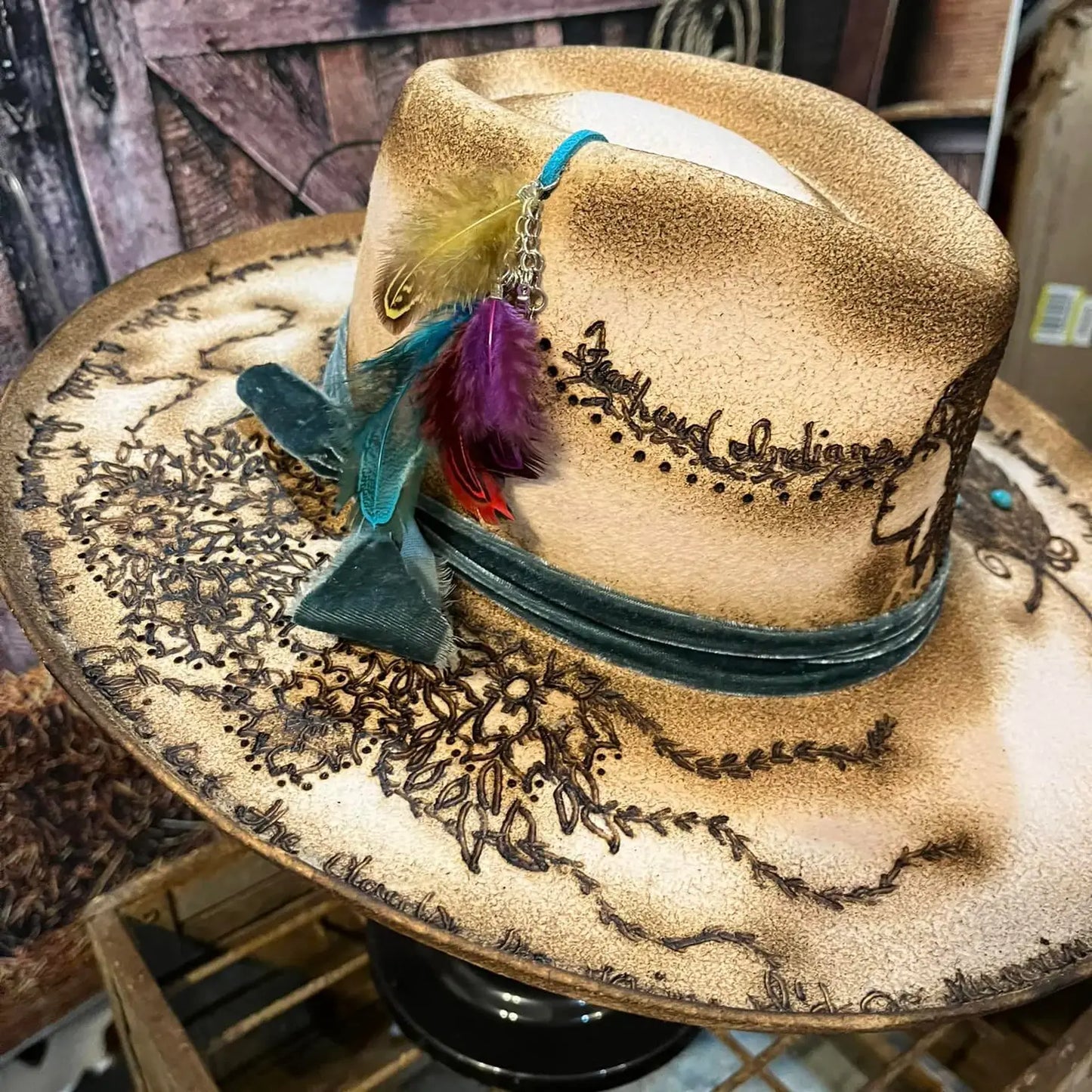 Western Feathered Indian Burnt Hat