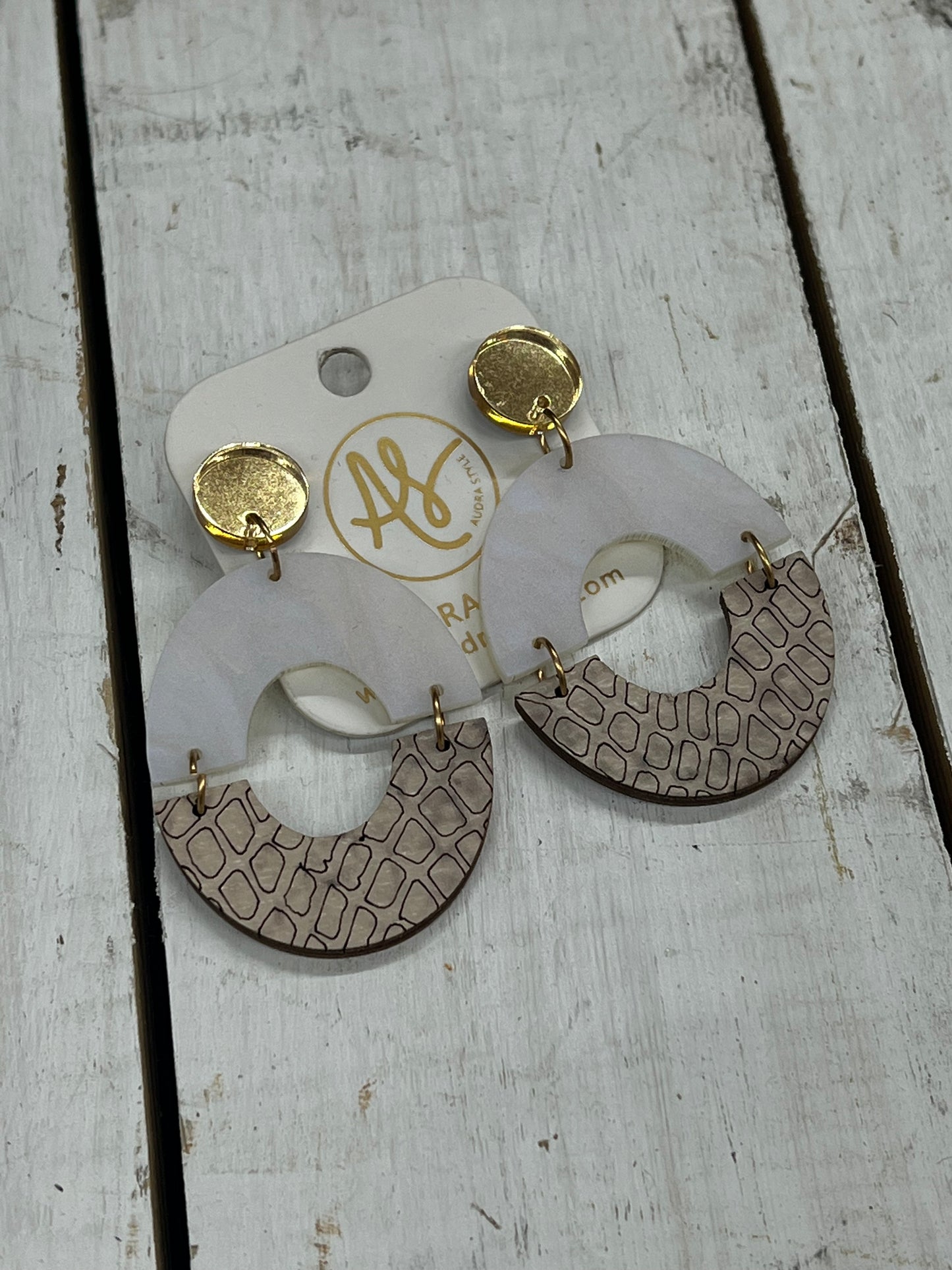 Round Two-Tone Drop Earrings