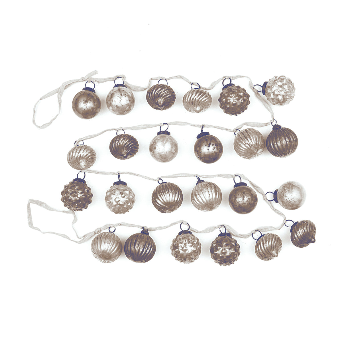 Embossed Mercury Glass Ornament Garland - Cream