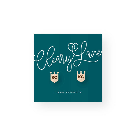 Kansas City KC Crown Baseball Stud Earrings