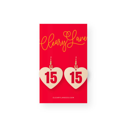 Kansas City Heart #15 Mahomes Dangle Earrings