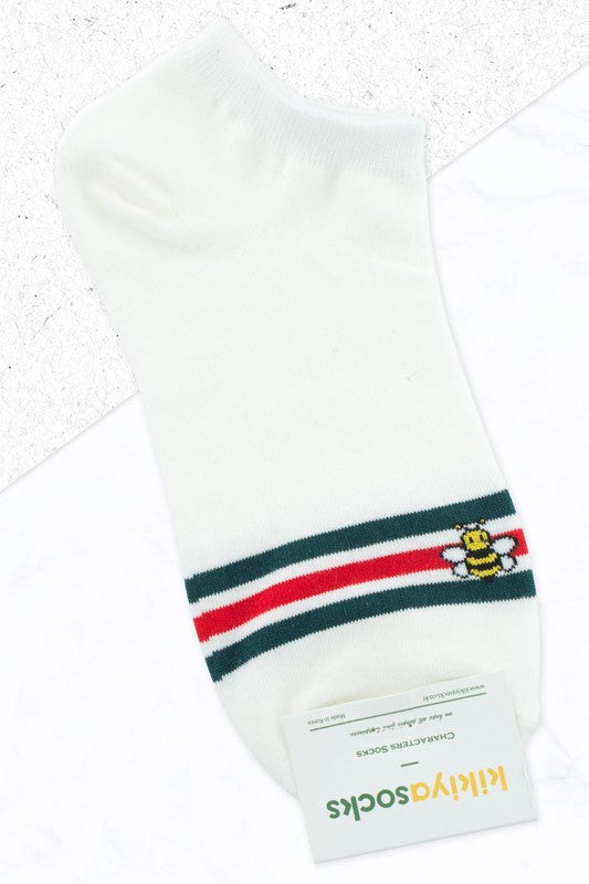 Red Green Striped Bright Silk Bee Socks