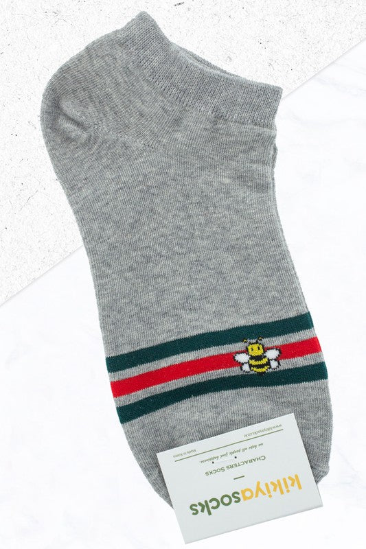 Red Green Striped Bright Silk Bee Socks
