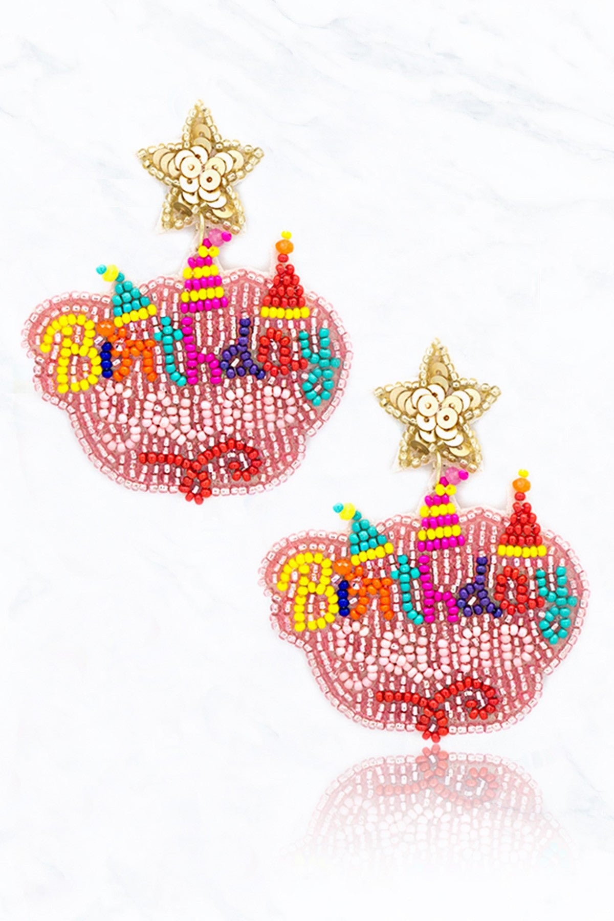 Birthday Squad Post Earrings - Pink