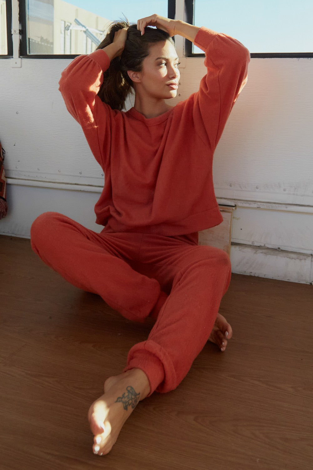 Comfy Knit Joggers - Burnt Sienna Coral