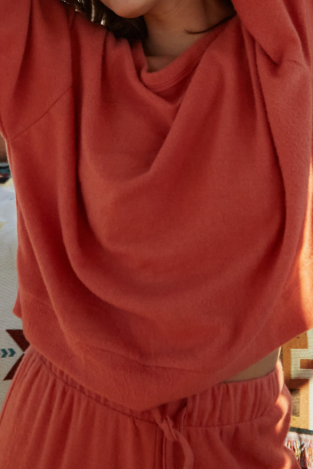 Brushed Knit Sweatshirt - Burnt Sienna Coral