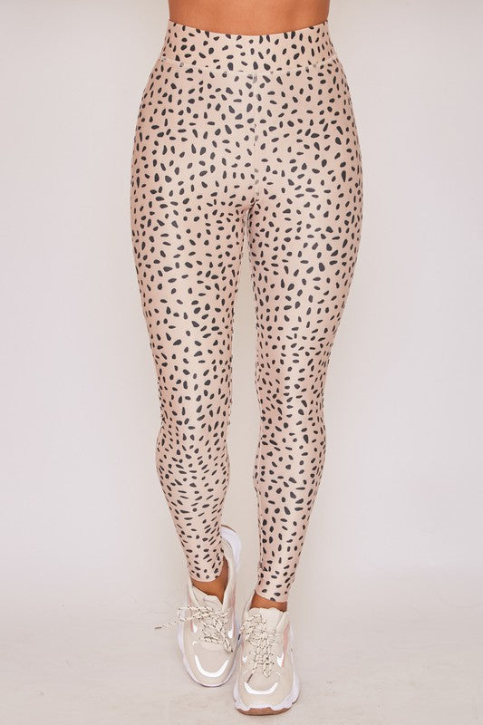 High Waist Dotted Print Athletic Bra and Legging Set