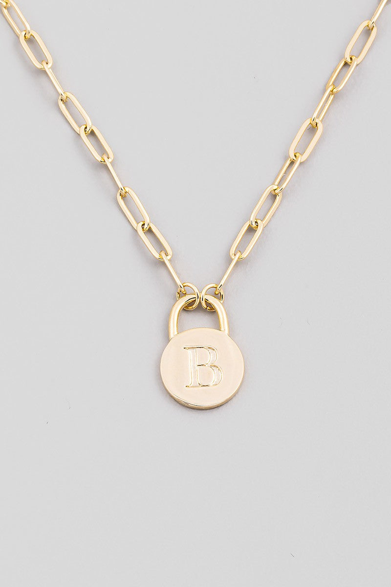 Alphabet Lock Pendant Necklace