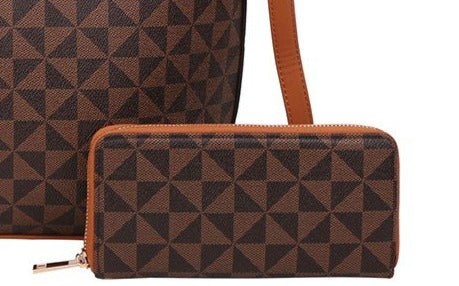 Monogram Accent Wallet - Brown with Tan Trim