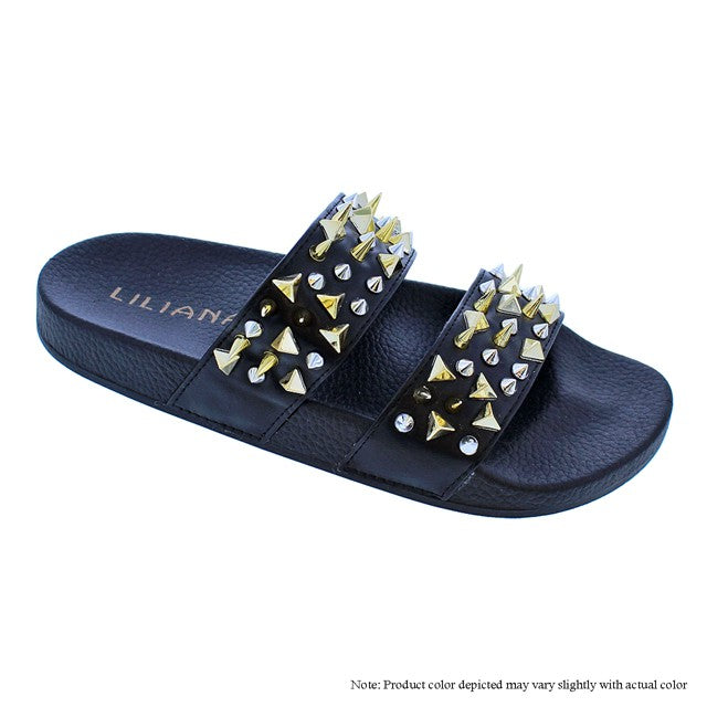 Spike Strap Sandals - Black