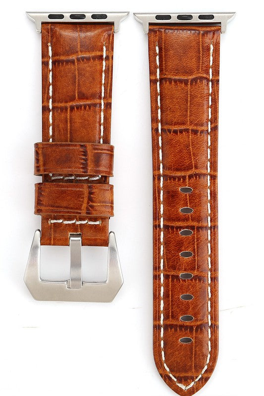 Crocodile Pattern Leather Apple Watch Band
