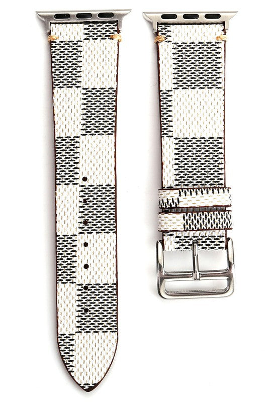 Plaid Pattern Leather Apple Watch Band
