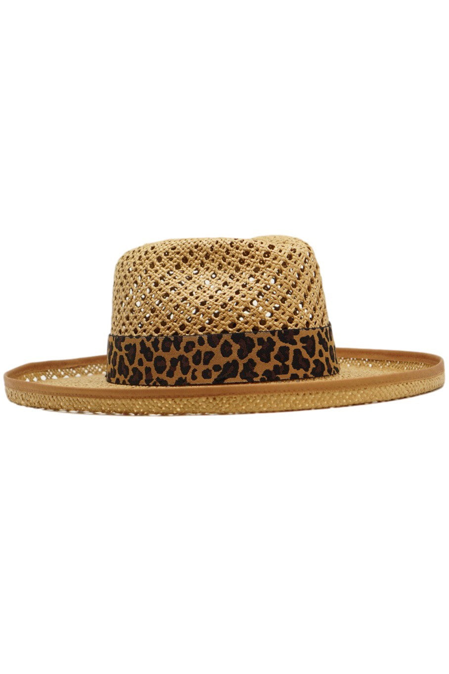 Olive & Pique Leopard Print Straw Hat