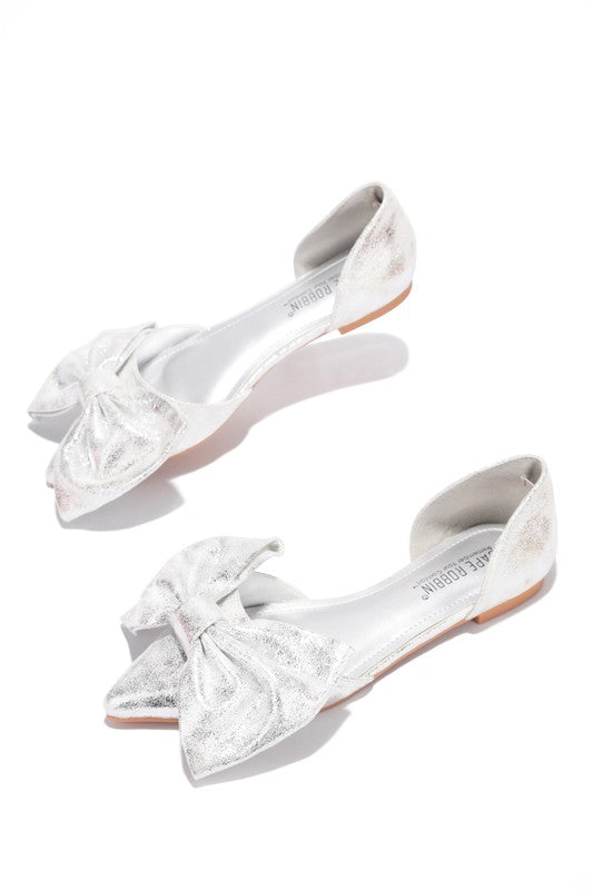 Silver Ribbon Pointy Toe Flat