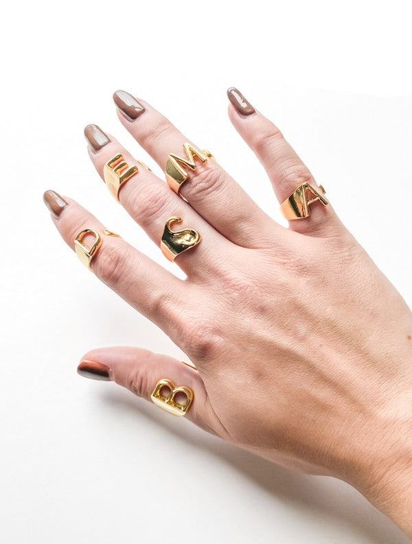 Adjustable Initial Ring - Gold