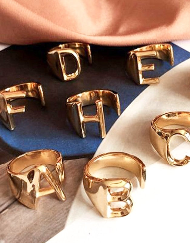 Adjustable Initial Ring - Gold