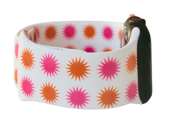 Pink Orange Starburst Silicone Printed Watch Band