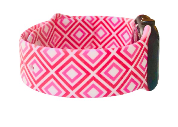 Red Pink Diamond Silicone Printed Watch Band