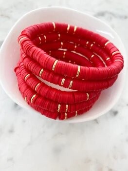 Siam Red Disc 8mm Heishi Bracelet