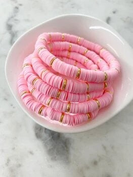 Light Pink Disc 8mm Heishi Bracelet