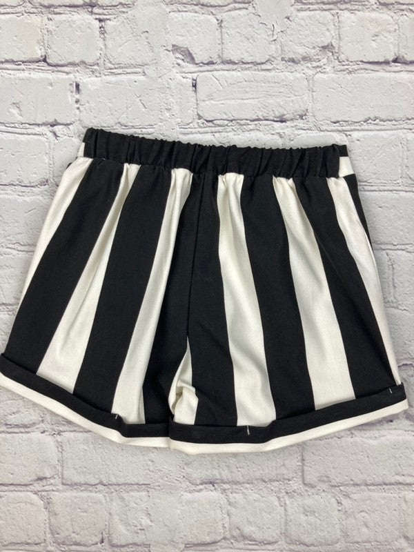 Children's Elastic Waist Striped Print Shorts