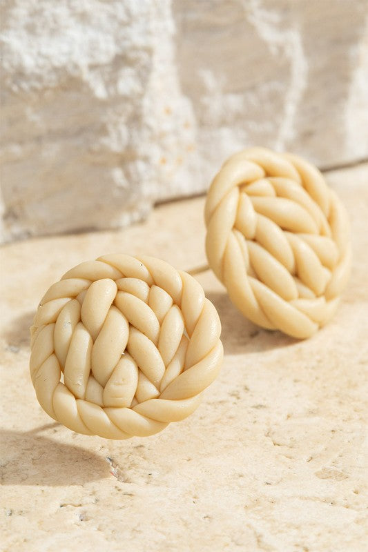Handmade Clay Braided Knitting Round Earrings