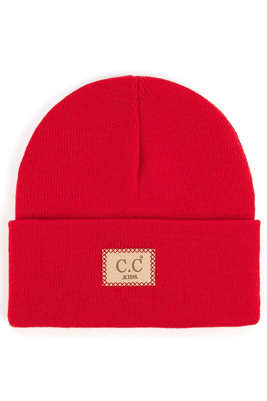 CC Classic Rib Patch Kids Beanie - Red