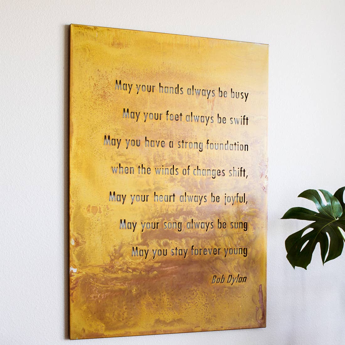 Wall Art Rust Finish - Forever Young- Bob Dylan