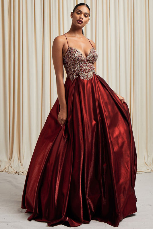 Sleeveless Sweetheart A Line Spaghetti Straps Dress - Burgandy