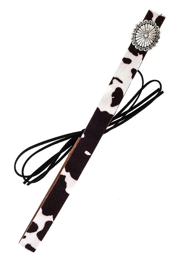 Oval Etched Charm Animal Print Hat Band