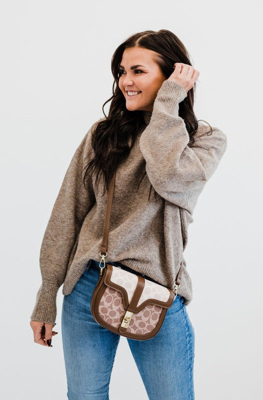 Afton Two Tone Crossbody Adjustable Handbag