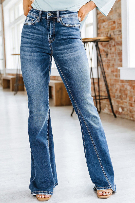 Light Blue Casual Distressed High Waist Jeans