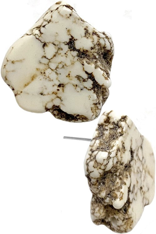 Organic Shape Gemstone Stud Earrings