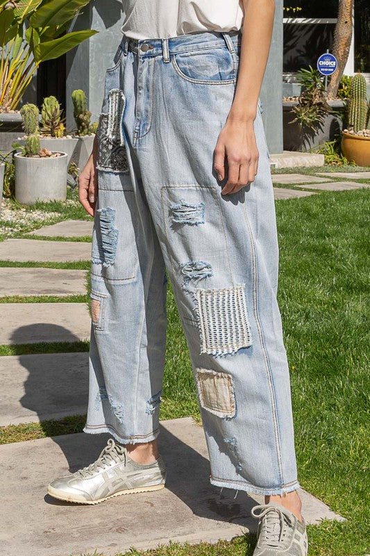 Patch Detail Straight Pants