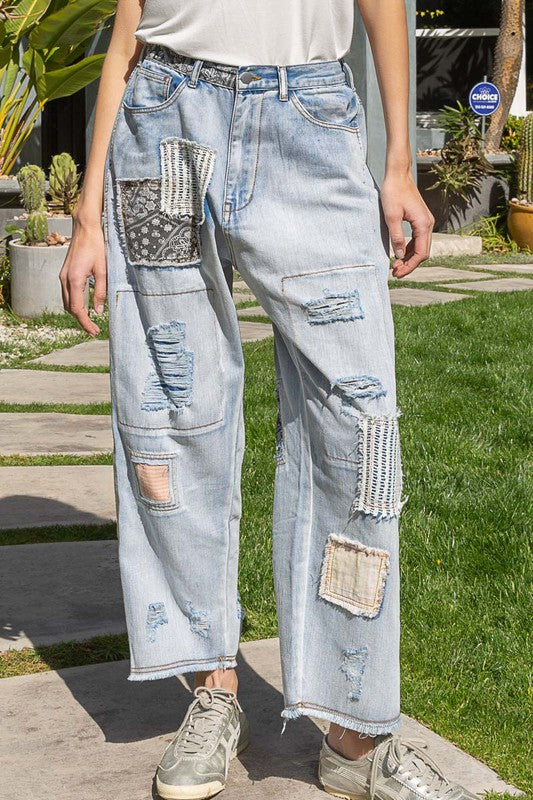 Patch Detail Straight Pants
