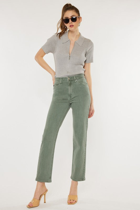 Ultra High Rise 90's Straight Leg Jeans - Olive
