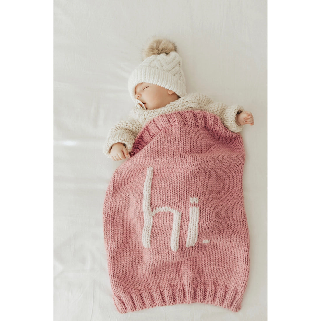 hi. Hand Knit Baby Blanket Rosy Pink Ships