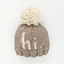 hi. Pebble Brown Hand Knit Kids Beanie Hat