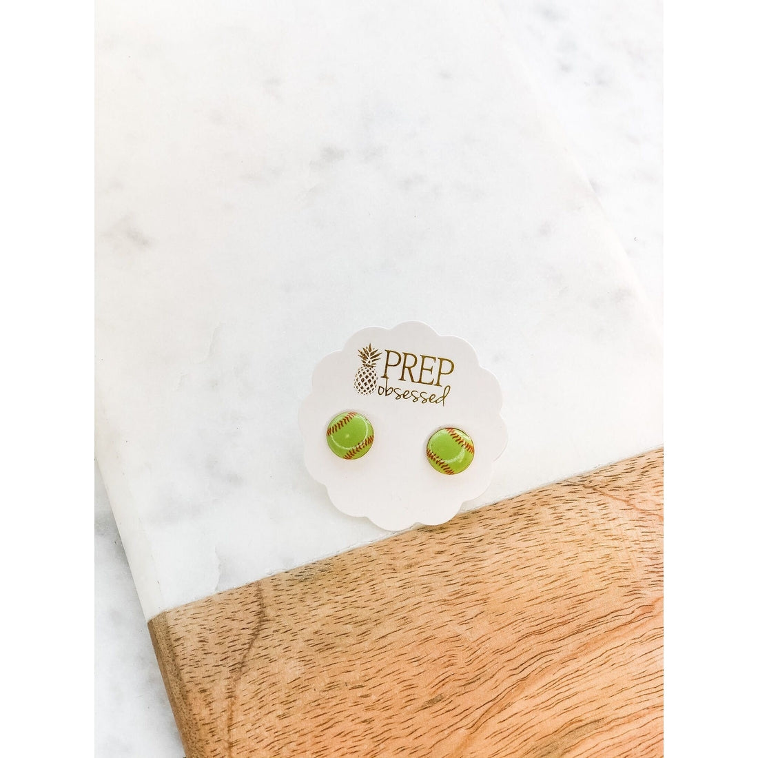 Signature Enamel Stud Earrings - Softball