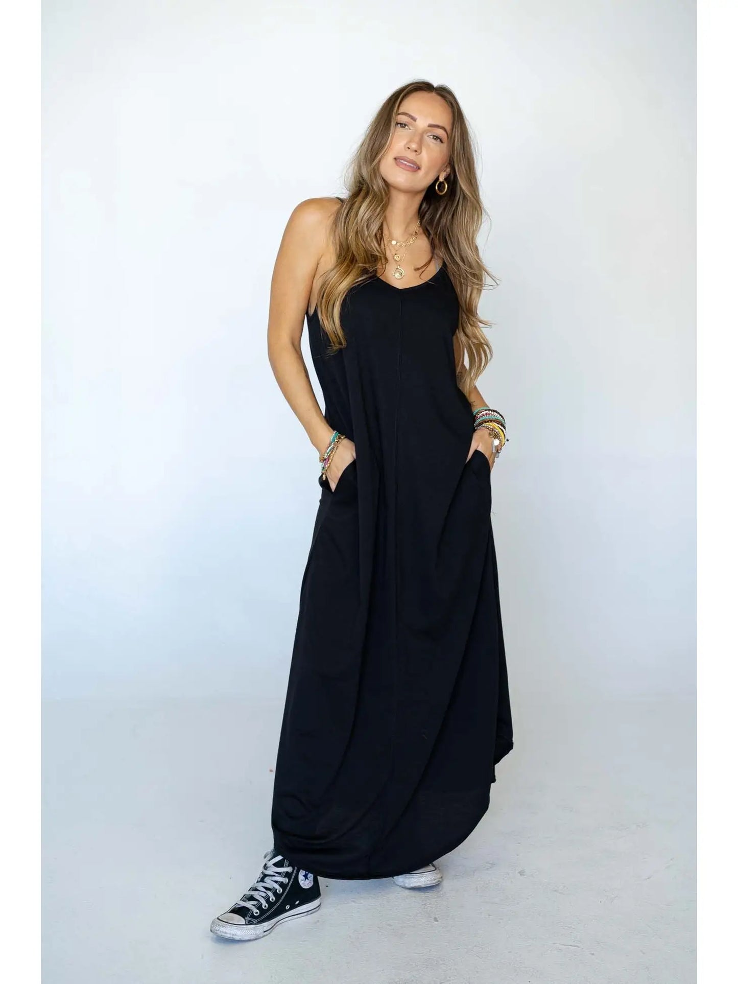 Perfect Round Hem Bralette Maxi Dress - Black