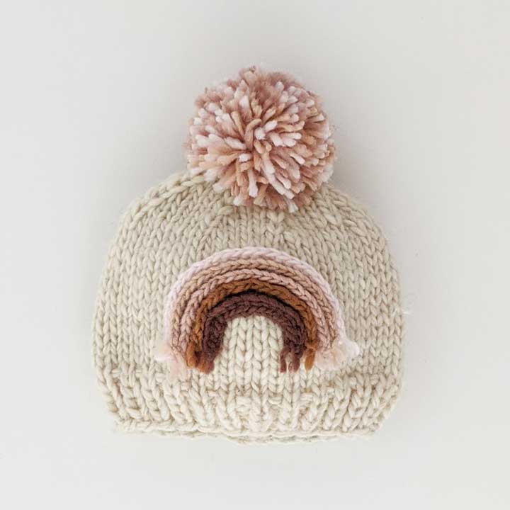 Mauve Rainbow Knit Kids Beanie Hat