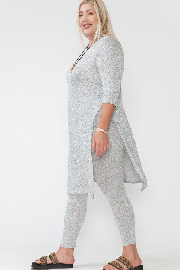 Curvy Girl Slit Top Band and Leggings - Grey – The Society Marketplace
