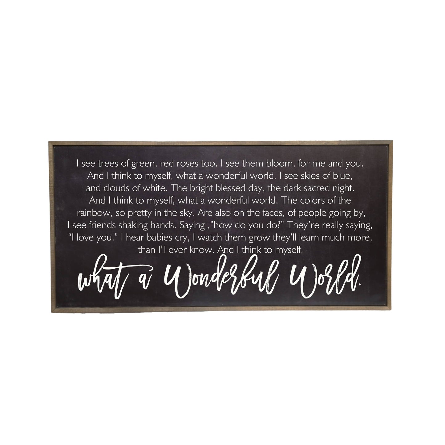 Black Finish What A Wonderful World Horizontal Wood Sign