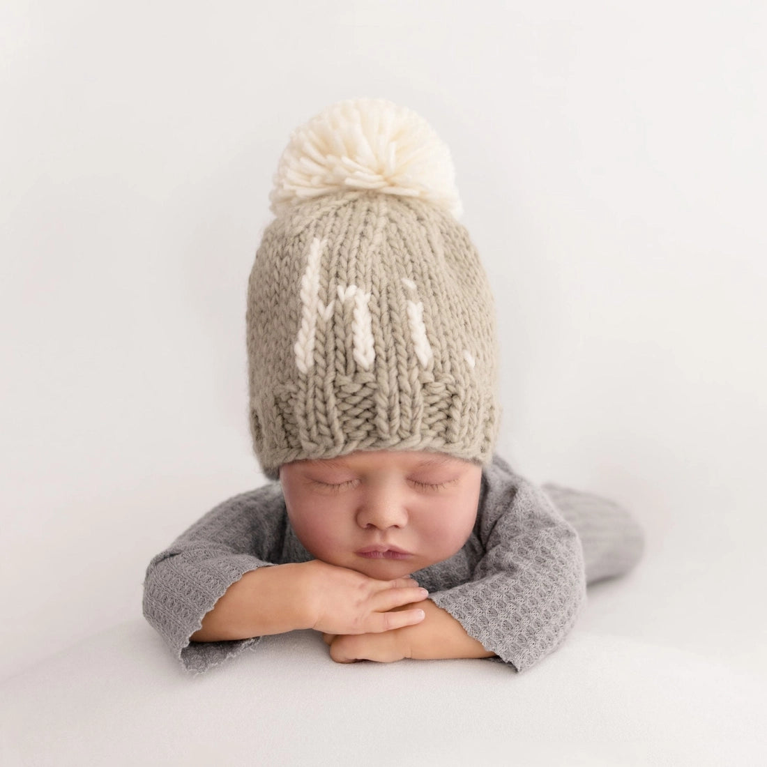 hi. Pebble Brown Hand Knit Kids Beanie Hat