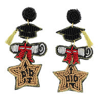 Beaded Graduation "I DID IT" Post Drop Earrings