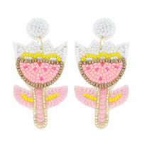 Beaded Flower Pot Earrings