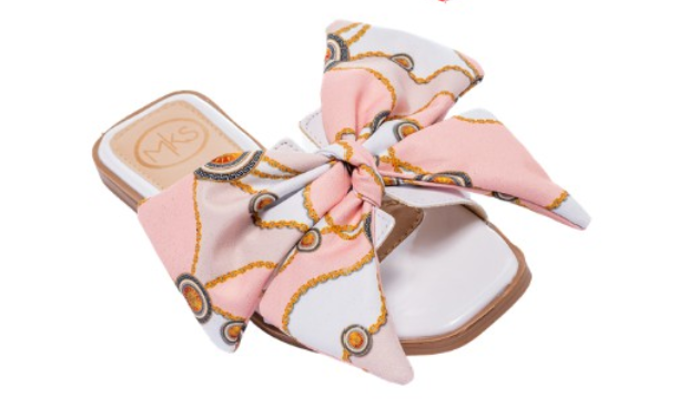 Square Toe Slip On Butterfly Detail Sandals