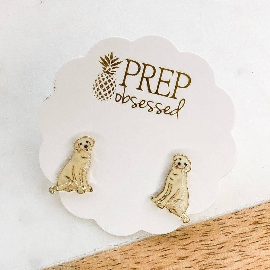 Signature Pet Enamel Stud Earrings - Yellow Lab